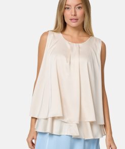 PM SELECTED Blusentop Sommerlicher Sleeveless Overlay Satin Top in Einheitsgröße PM30