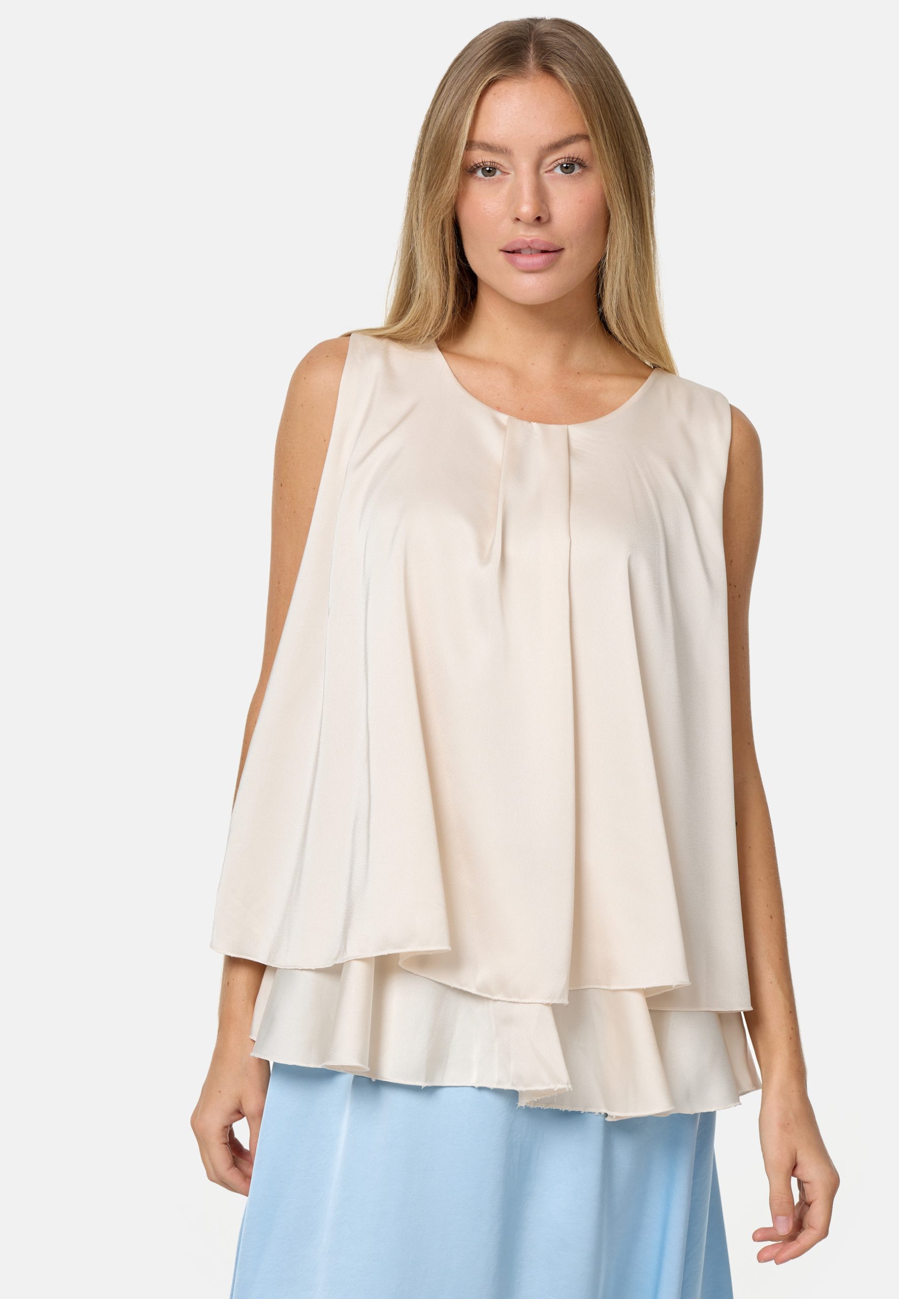 PM SELECTED Blusentop Sommerlicher Sleeveless Overlay Satin Top in Einheitsgröße PM30