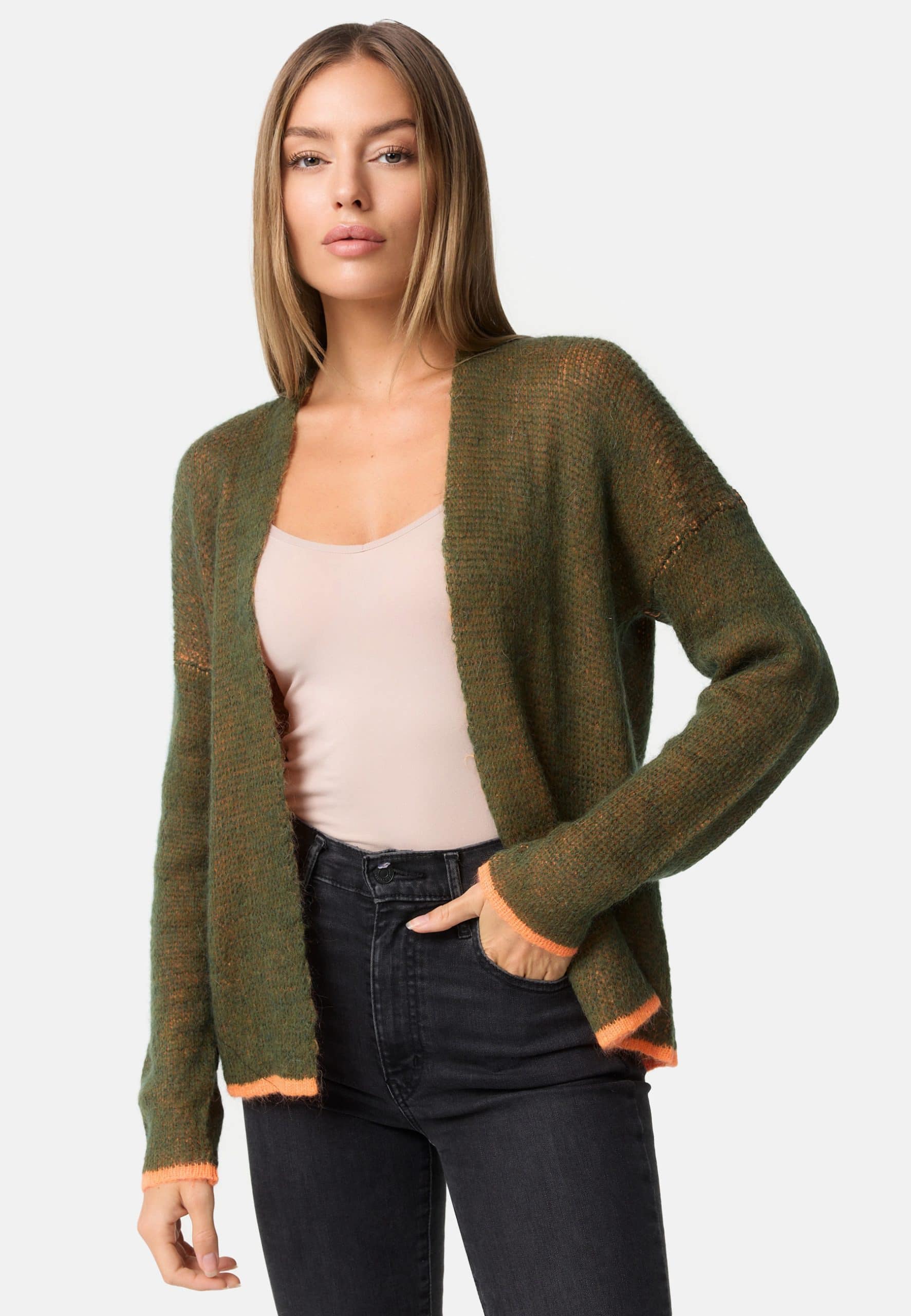 PM SELECTED Damen Auffallende Strickjacke Cardigan in Kontrastfarben in Einheitsgröße PM75