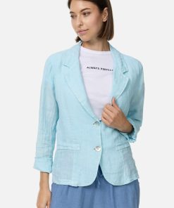 PM SELECTED Damen Business Leinen Blazer mit Reverskragen in Einheitsgröße PM53