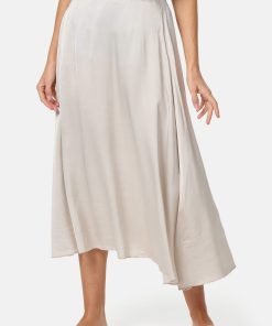 PM SELECTED Damen Eleganter Maxirock Midi Business A-Linien Satin Rock PM29
