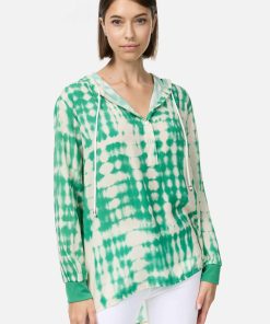 PM SELECTED Damen Freche Batik Hoodie Bluse mit Kapuze in Einheitsgröße PM63