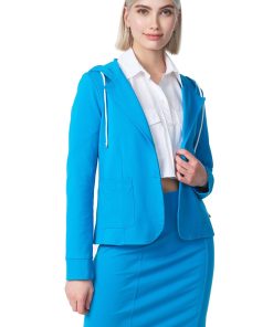 PM SELECTED Damen Kurzblazer Sportliches Sakko Business Hoodie Blazer mit Kapuze - Reverskragen & Zugband PM21