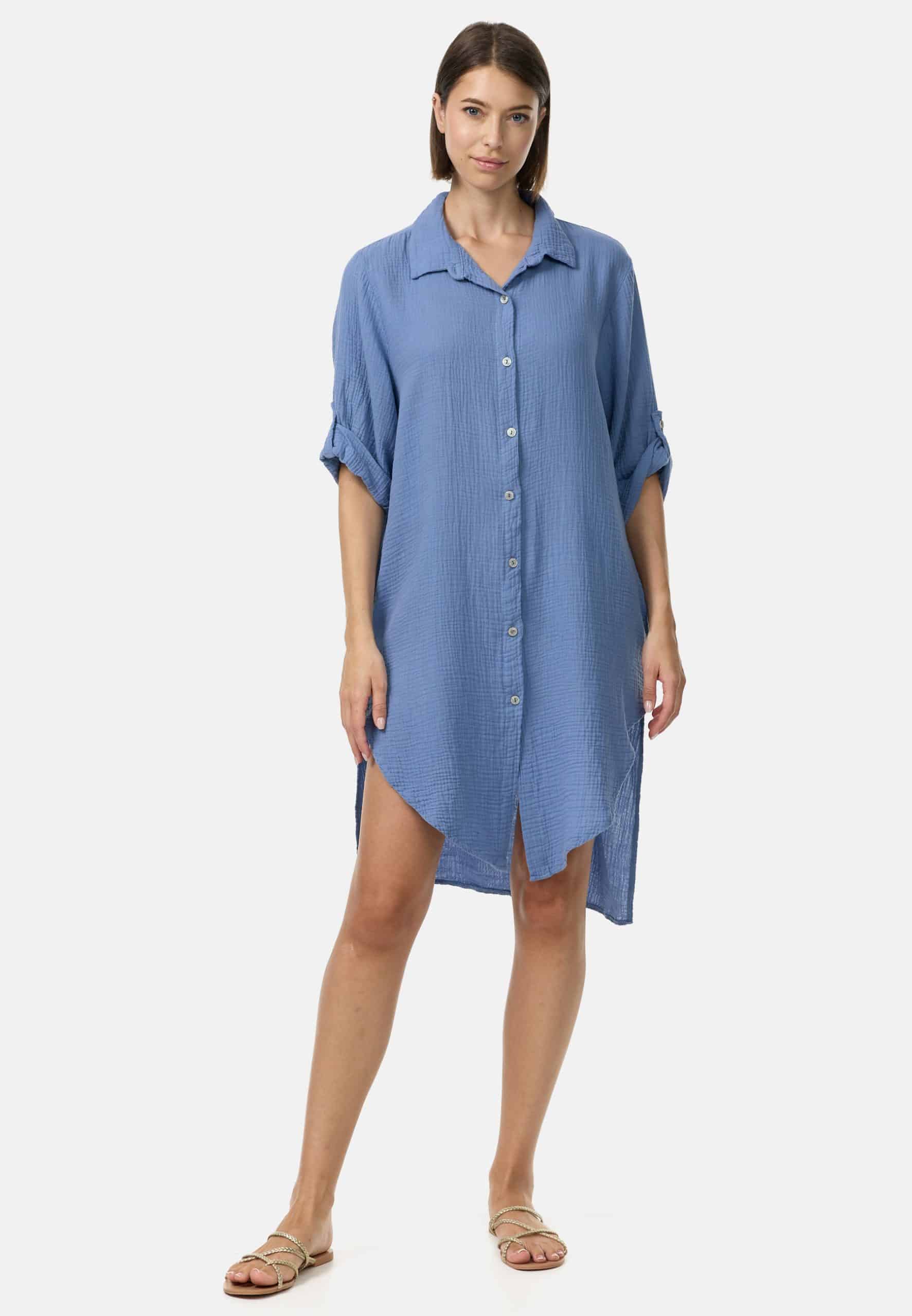 PM SELECTED Damen Lange Tunika Musselin Hemdbluse in Einheitsgröße PM50