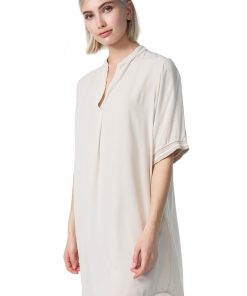 PM SELECTED Damen Longbluse Leichtes Longshirt Bluse mit Bündchen & Galonstreifen in Einheitsgröße PM23