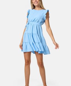 PM SELECTED Damen Minikleid Sommerkleid Midi Kleid mit Rüschen in Einheitsgröße PM27