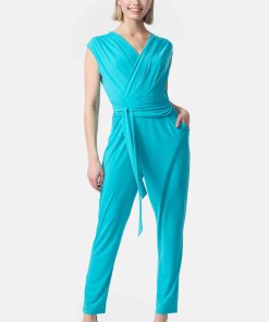 PM SELECTED Damen Overall Business Jumpsuit Wickeloptik mit Bindegürtel ohne Ärmel in Einheitsgröße PM36