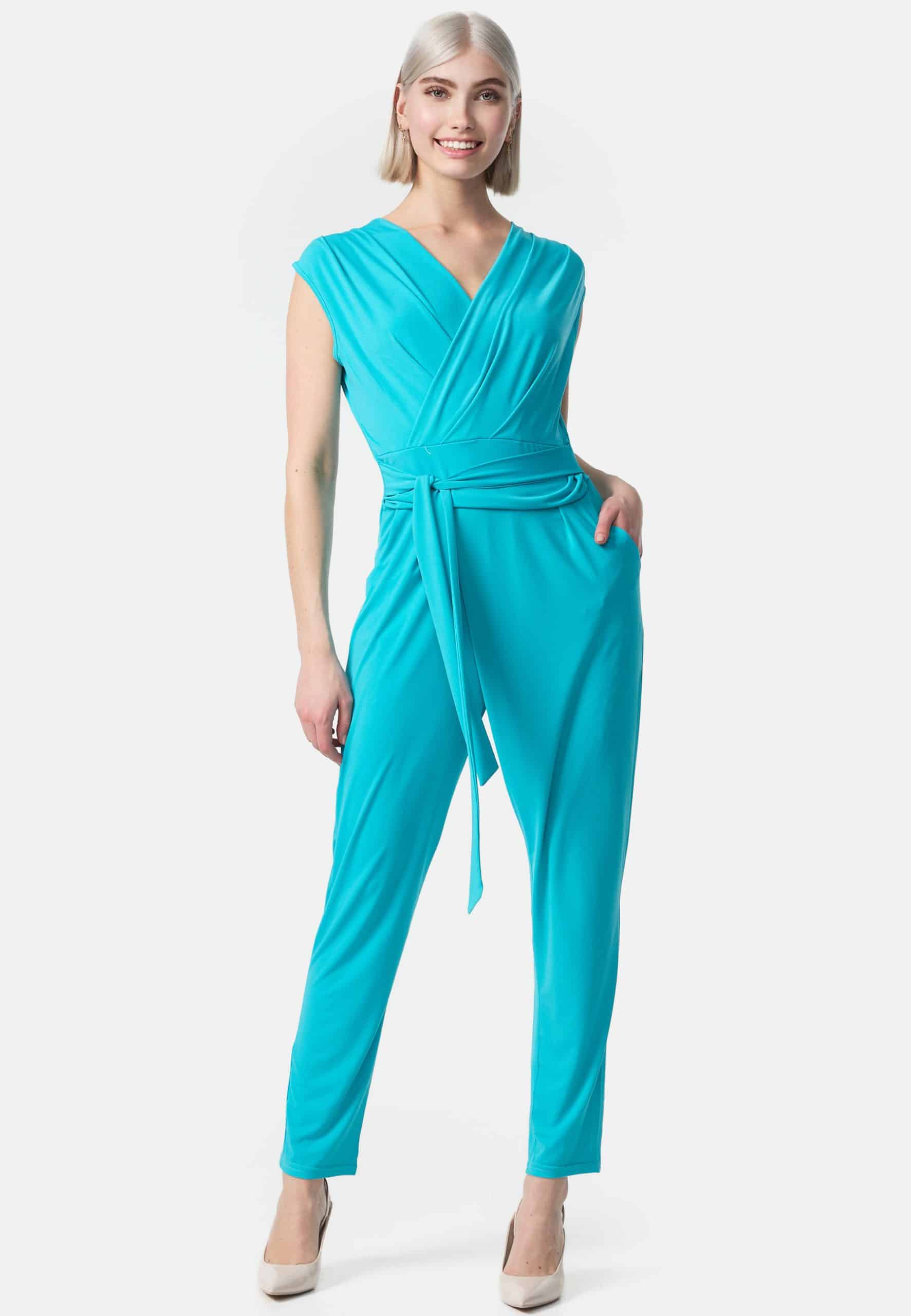 PM SELECTED Damen Overall Business Jumpsuit Wickeloptik mit Bindegürtel ohne Ärmel in Einheitsgröße PM36