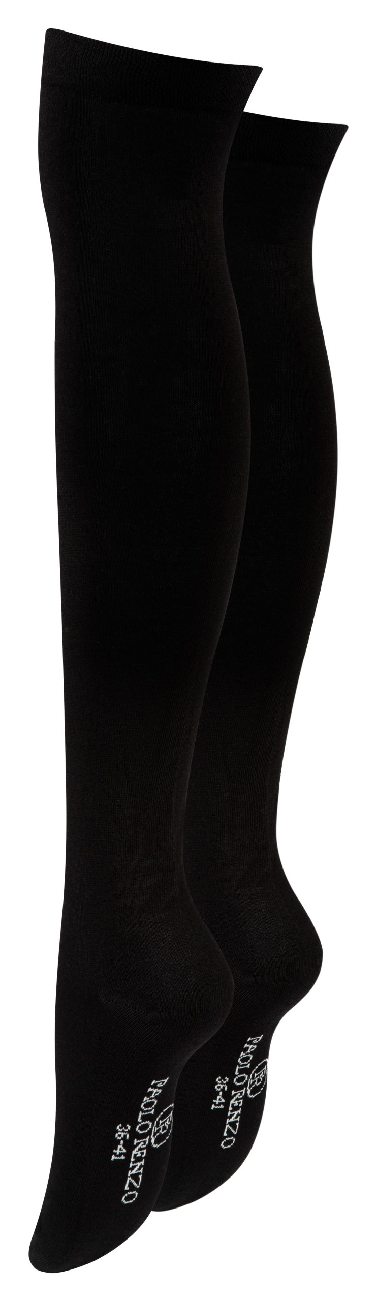 Paolo Renzo® Damen Baumwoll Overknees mit Anti-Rutsch-Bund 3 Paar - Größe 36/41 - Dunkelgrau