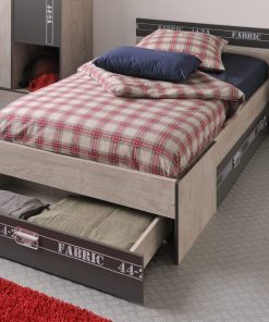 Parisot Bett mit Schubkästen und Nako "Fabric 3" Esche-grau