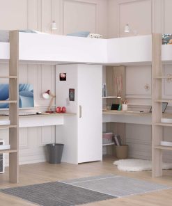 Parisot Eck-Hochbett "Alex" Jackson-Eiche / Weiß