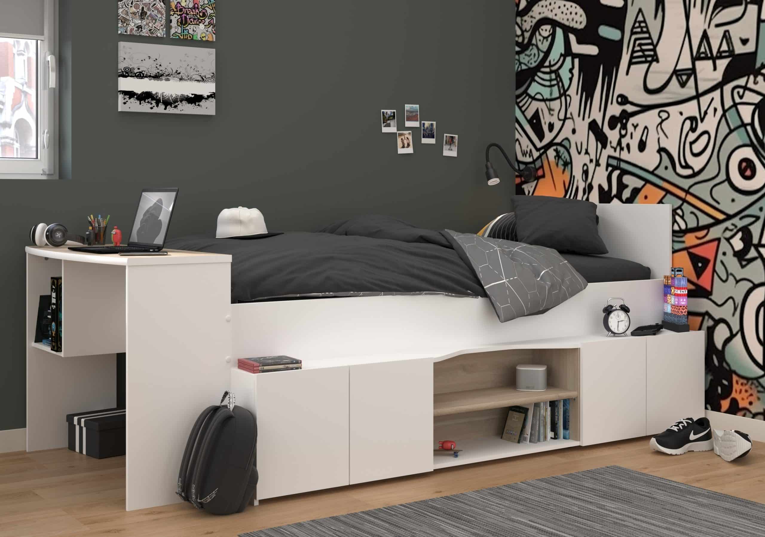 Parisot Halbhohes Hochbett "Cleo 1" Jackson-Eiche / Weiß