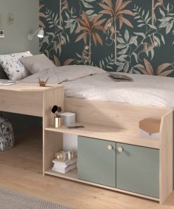 Parisot Halbhohes Hochbett "Jade 1" Seladon Grün  / Jackson-Eiche