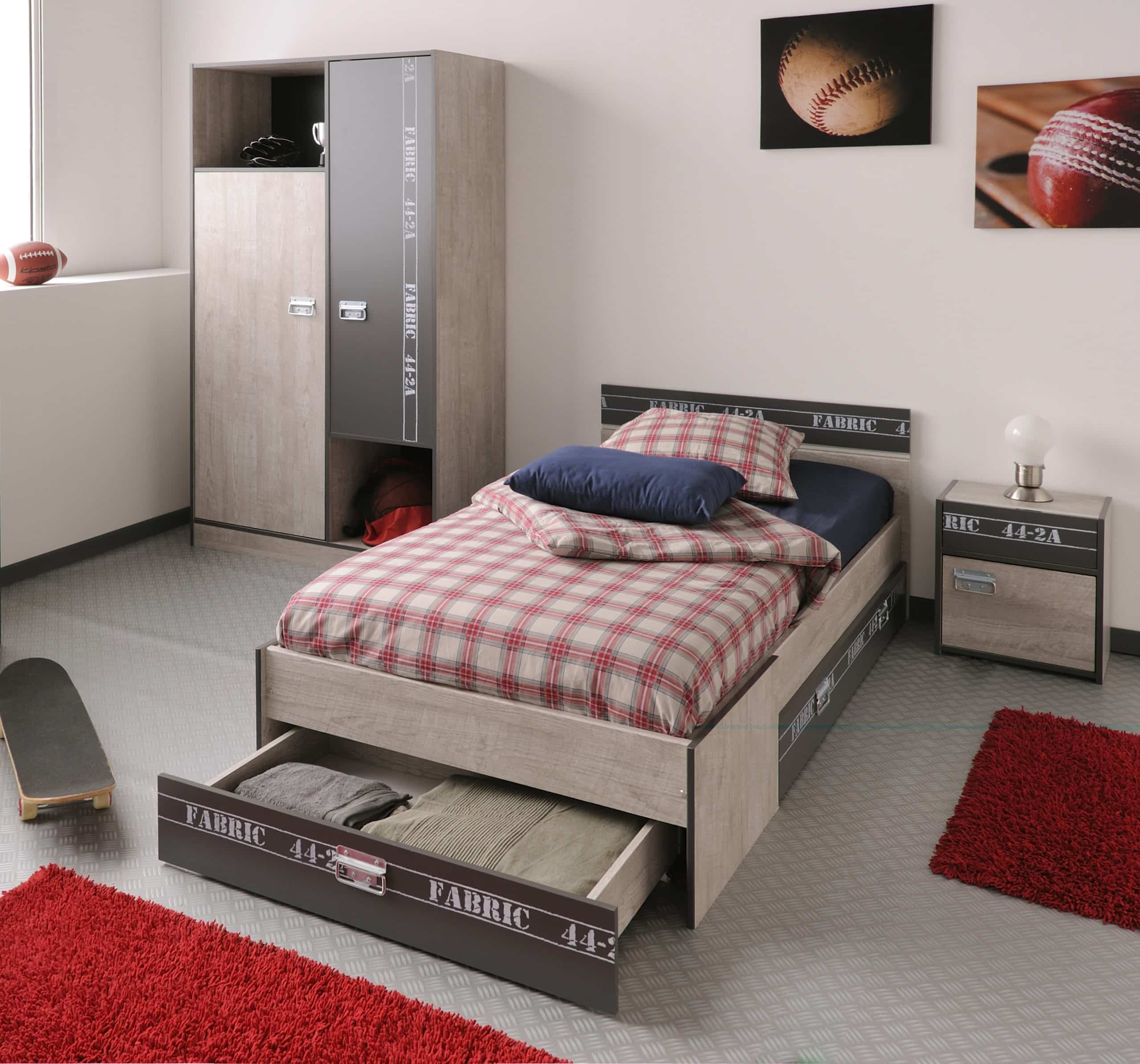 Parisot Kinder- und Jugendzimmer 3-tlg "Fabric 2" Esche-grau