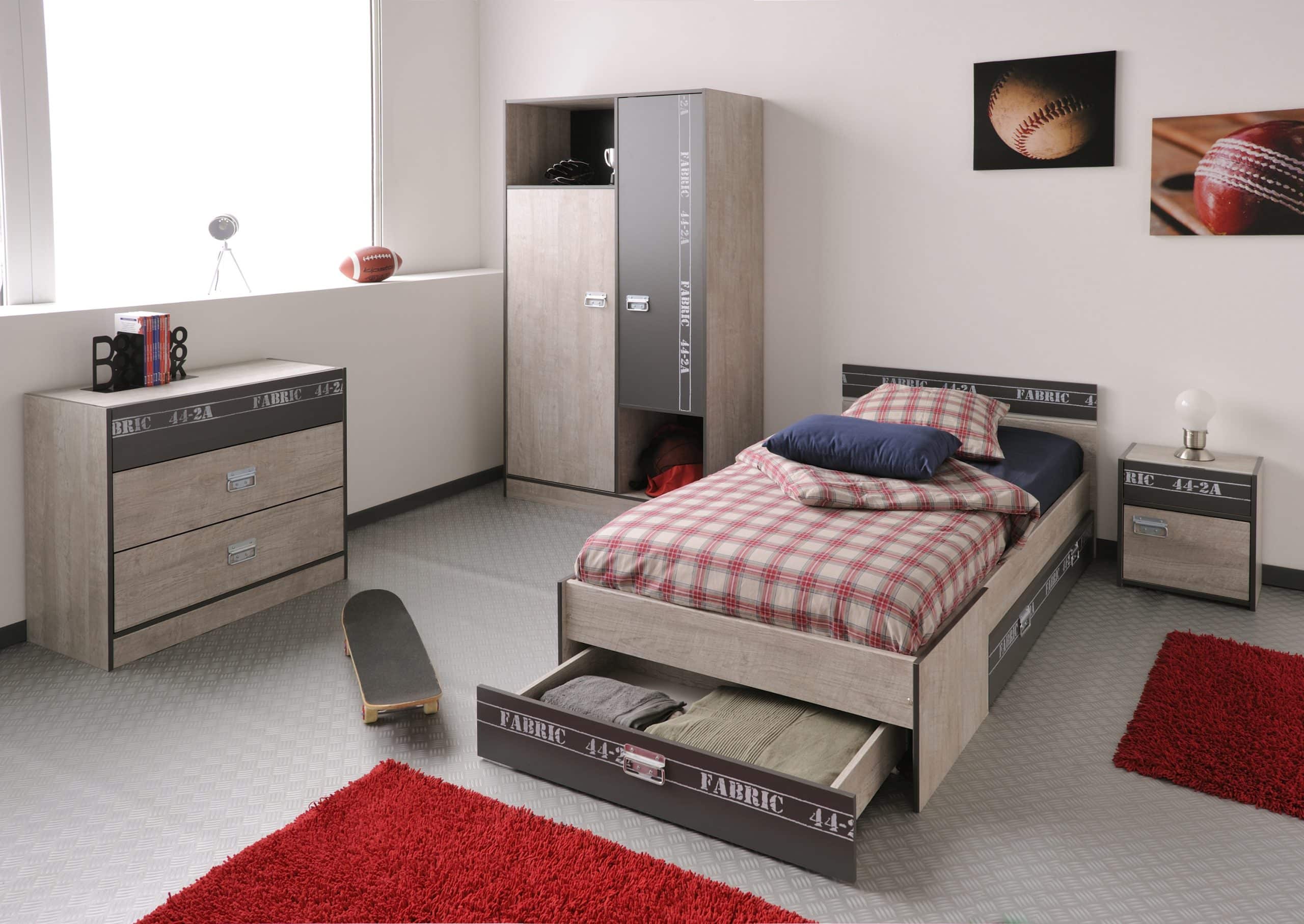 Parisot Kinder- und Jugendzimmer 4-tlg "Fabric 1" Esche-grau