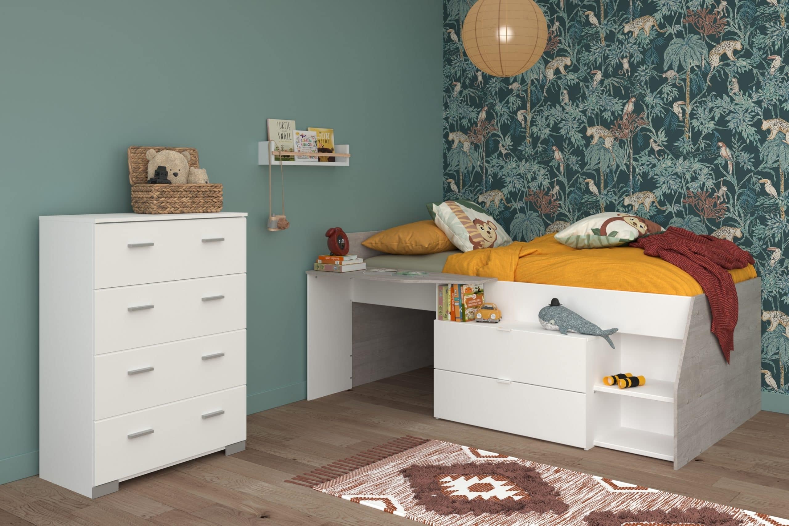 Parisot Kinderzimmer 2-teilig "Milky 16" Weiß / Grey Loft