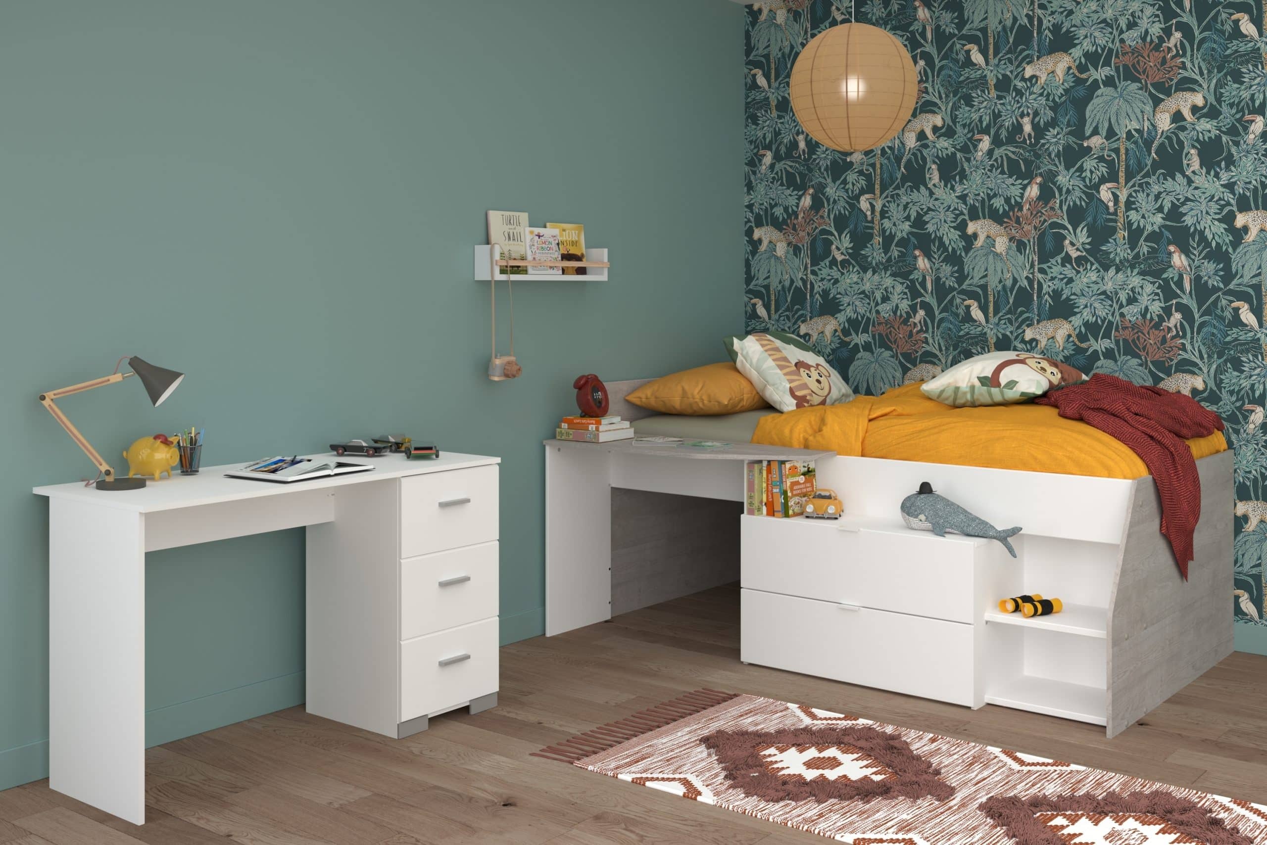 Parisot Kinderzimmer 2-teilig "Milky 17" Weiß / Grey Loft