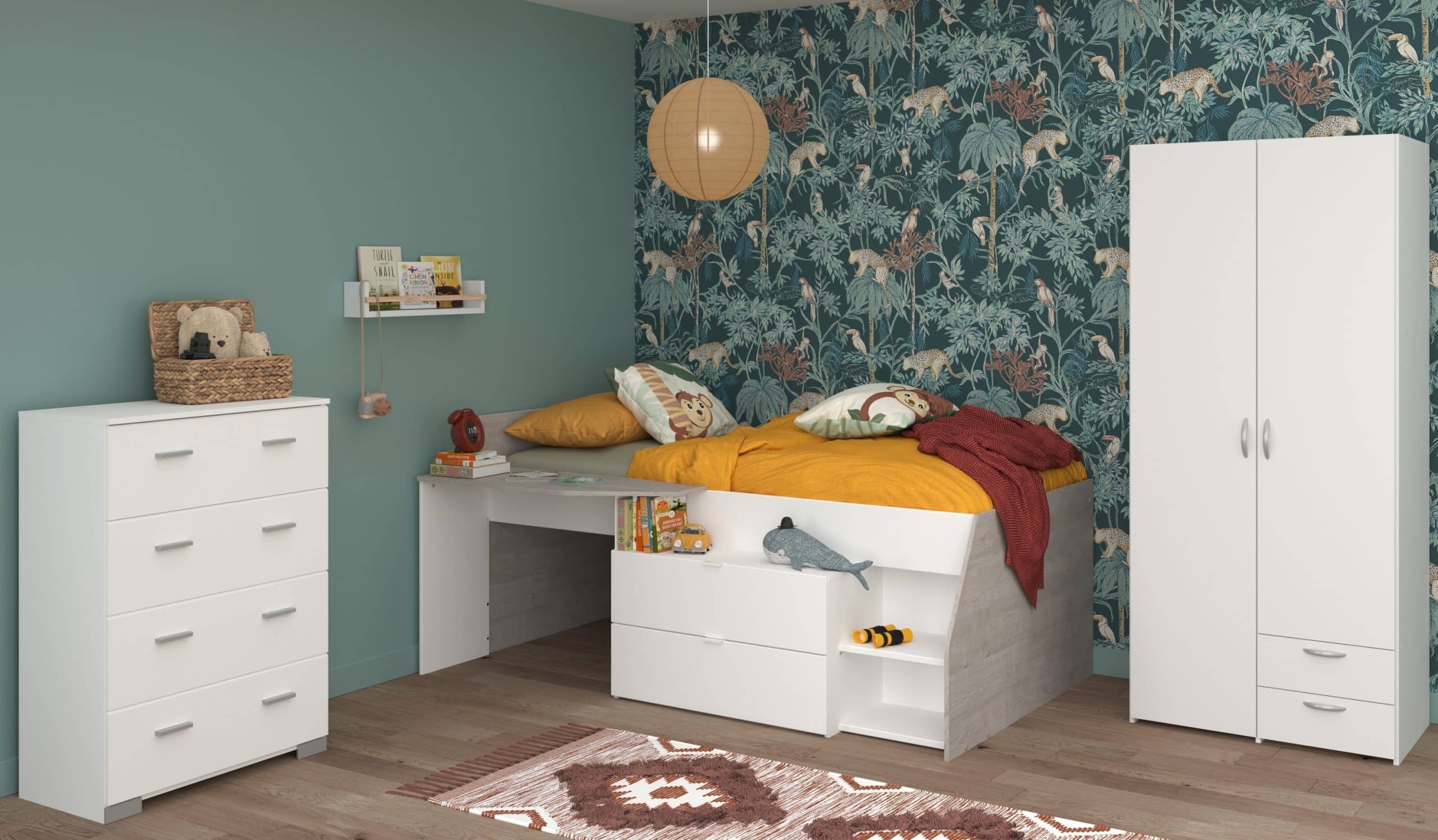 Parisot Kinderzimmer 3-teilig "Milky 12" Weiß / Grey Loft