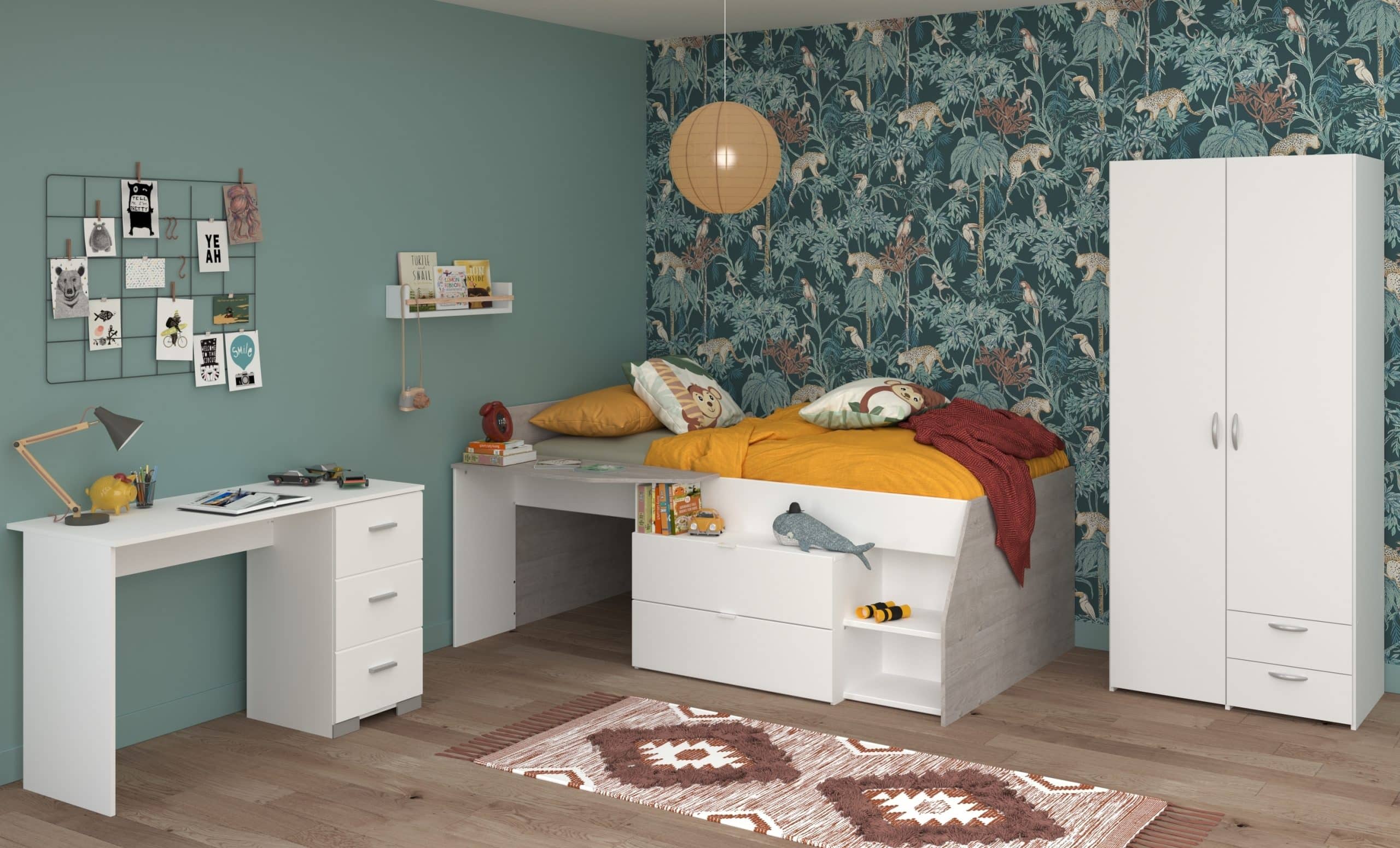 Parisot Kinderzimmer 3-teilig "Milky 13" Weiß / Grey Loft