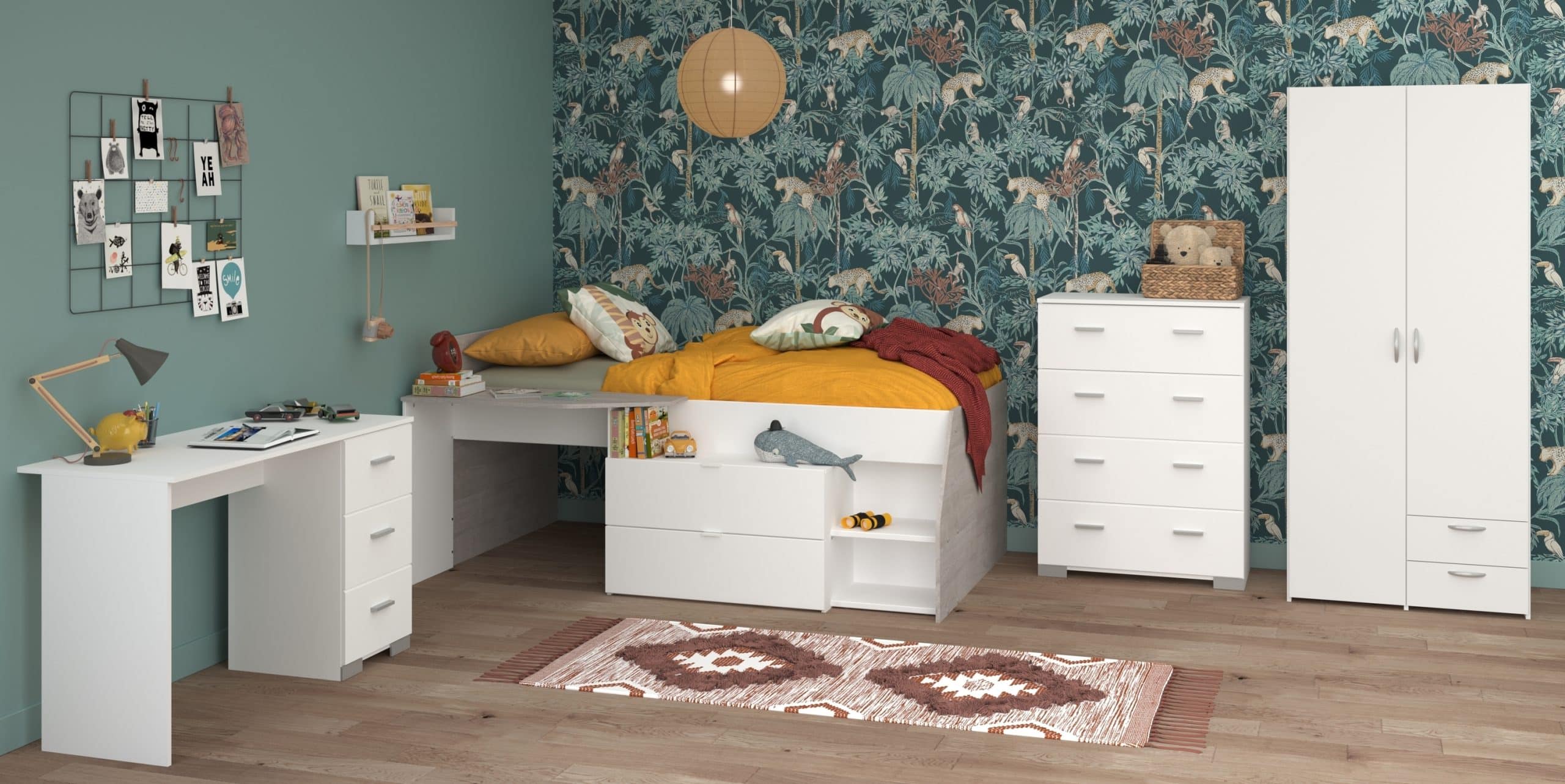 Parisot Kinderzimmer 4-teilig "Milky 11" Weiß / Grey Loft