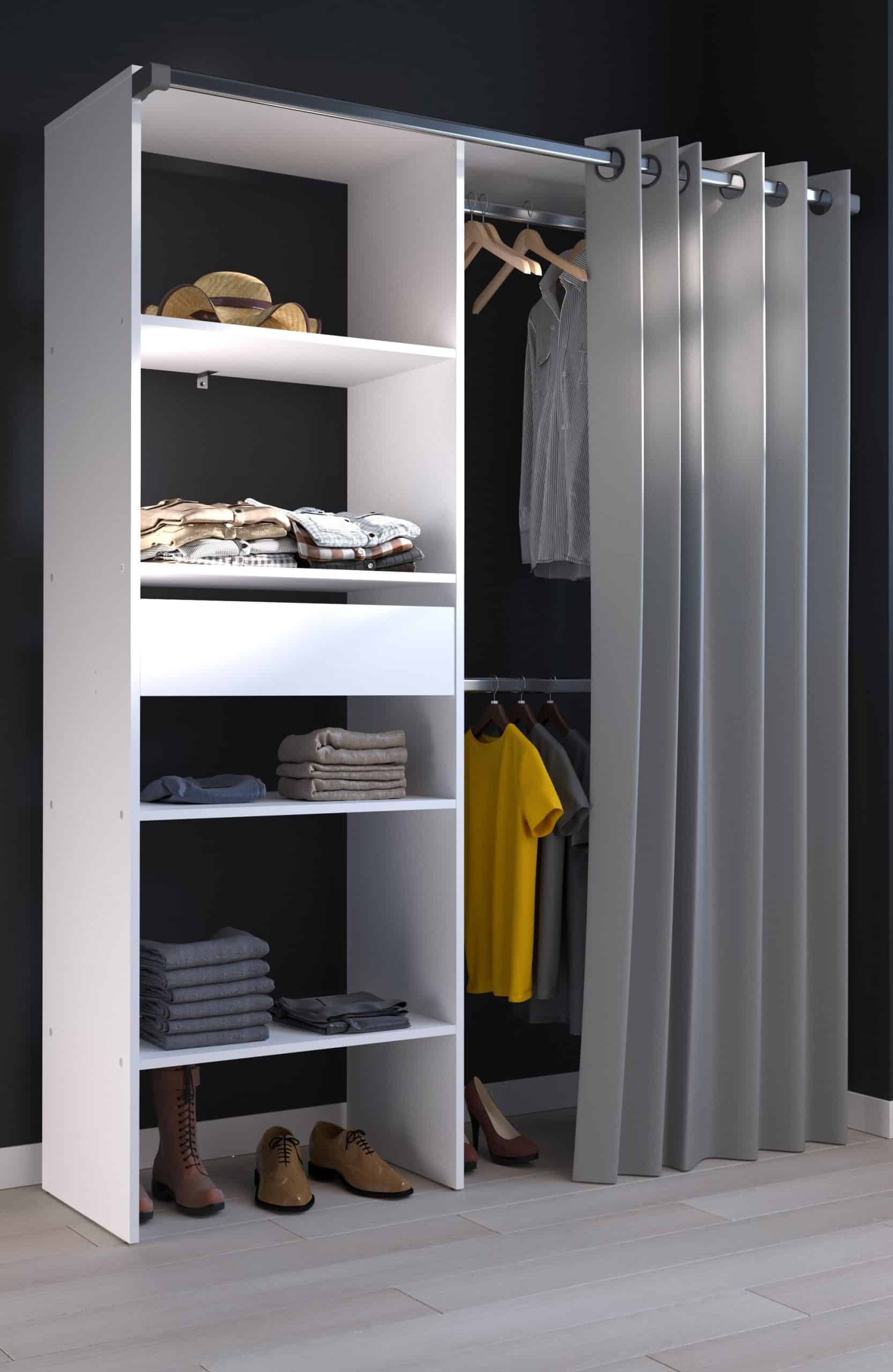 Parisot Kleiderschrank mit Vorhang "Bari 1" Weiß