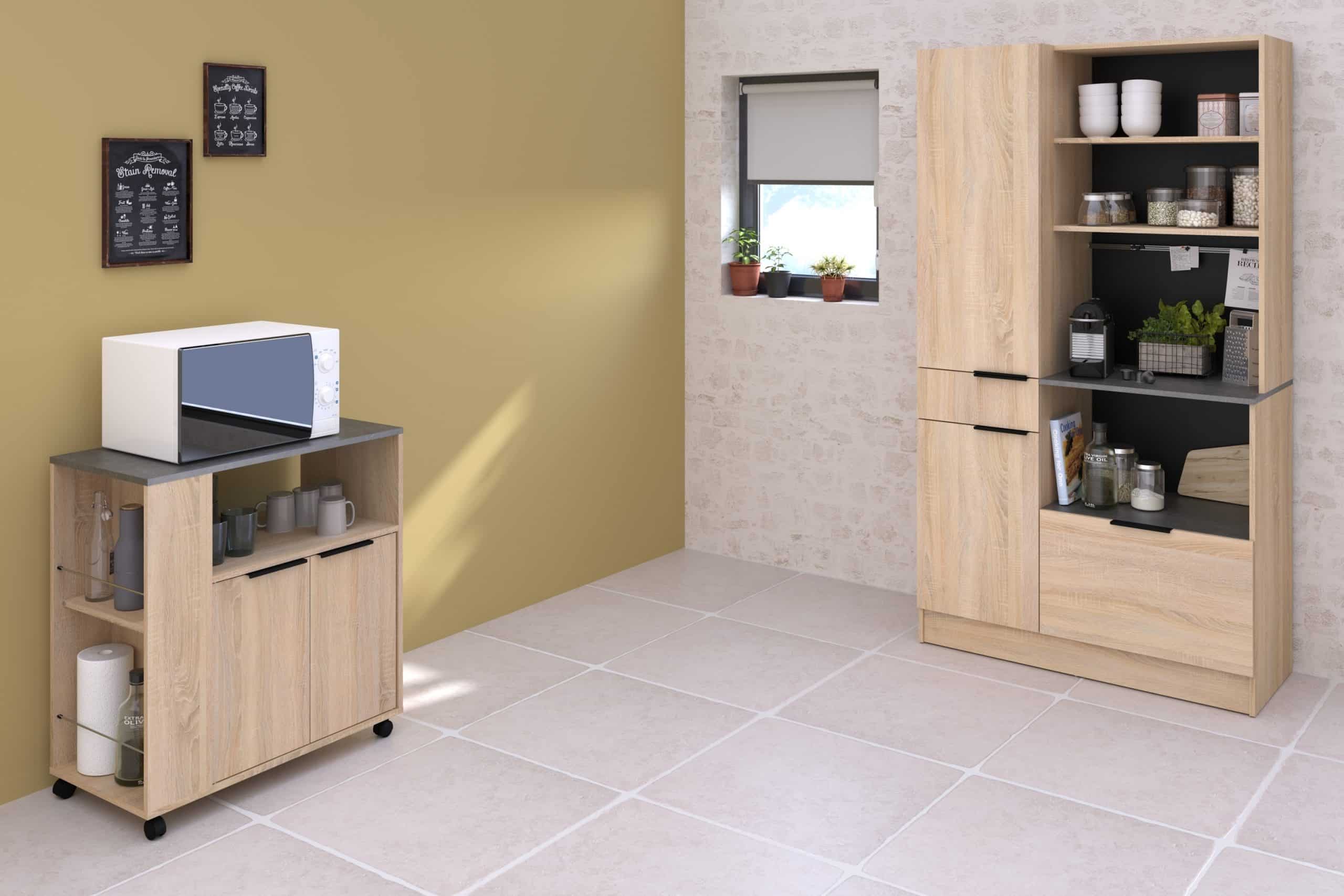 Parisot Küchenbuffet Set "Fumay 1" Eiche / Betonoptik