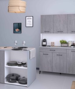 Parisot Küchenbuffet-Set "Malice 4" Weiß / Beton Optik hell