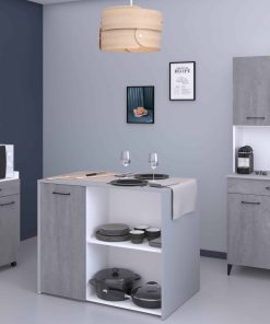 Parisot Küchenbuffet-Set "Malice 5" Weiß / Beton Optik hell