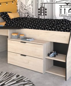 Parisot Multifunktions Hochbett "Milky 2" Industrial Style / Eiche Jackson