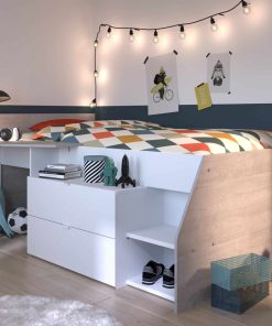 Parisot Multifunktions Hochbett "Milky" Weiß-Grau