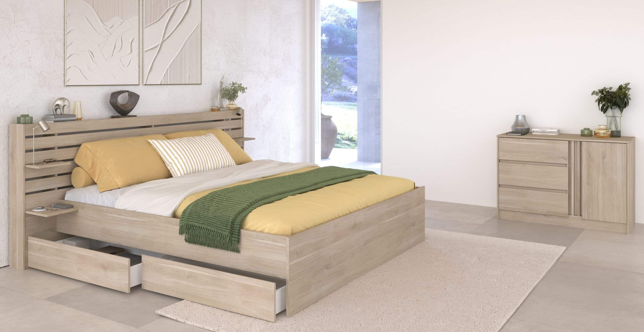 Parisot Schlafzimmer 3-teilig "Escale 25" 140x200 Japanische-Eiche