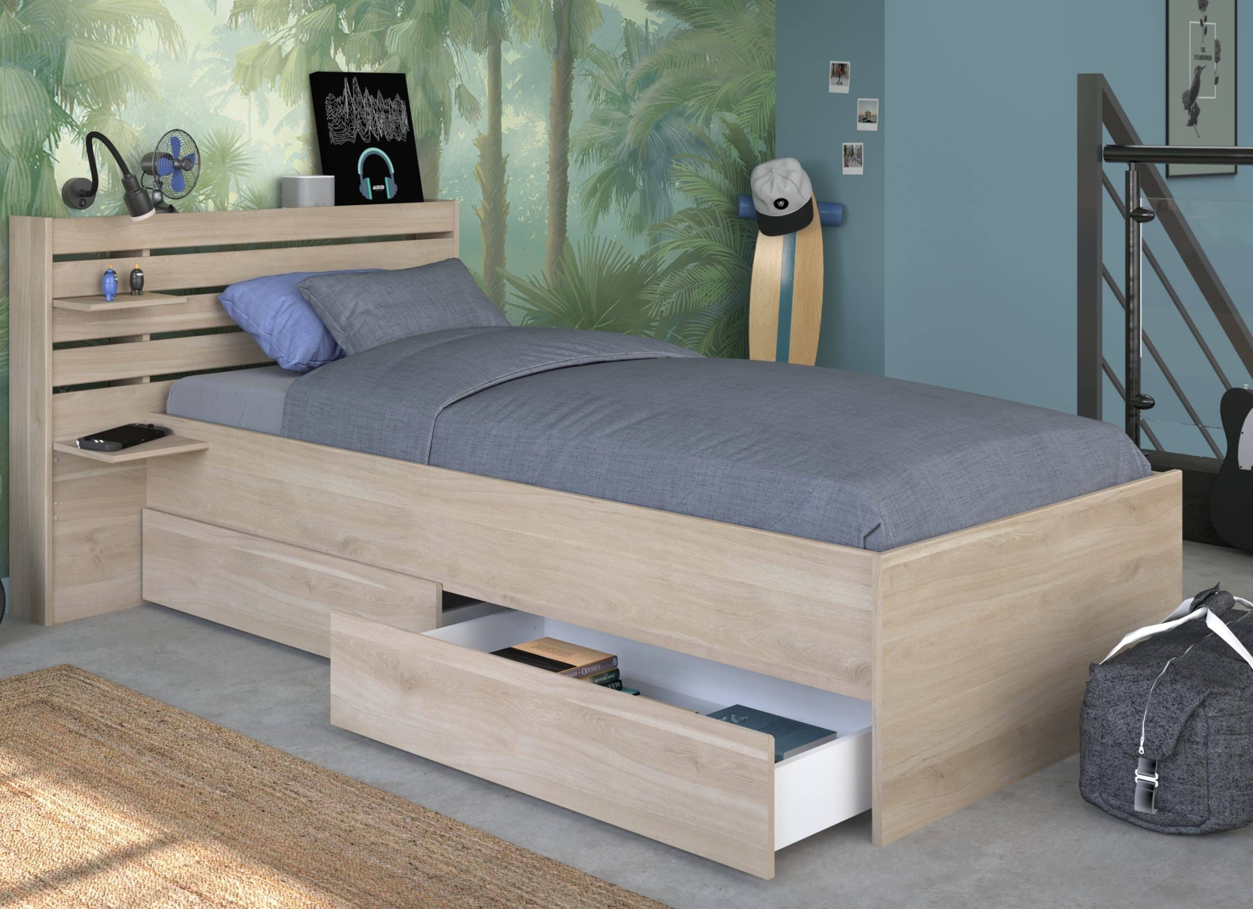Parisot Stauraumbett "Escale 1" 90x200 Japanische Eiche