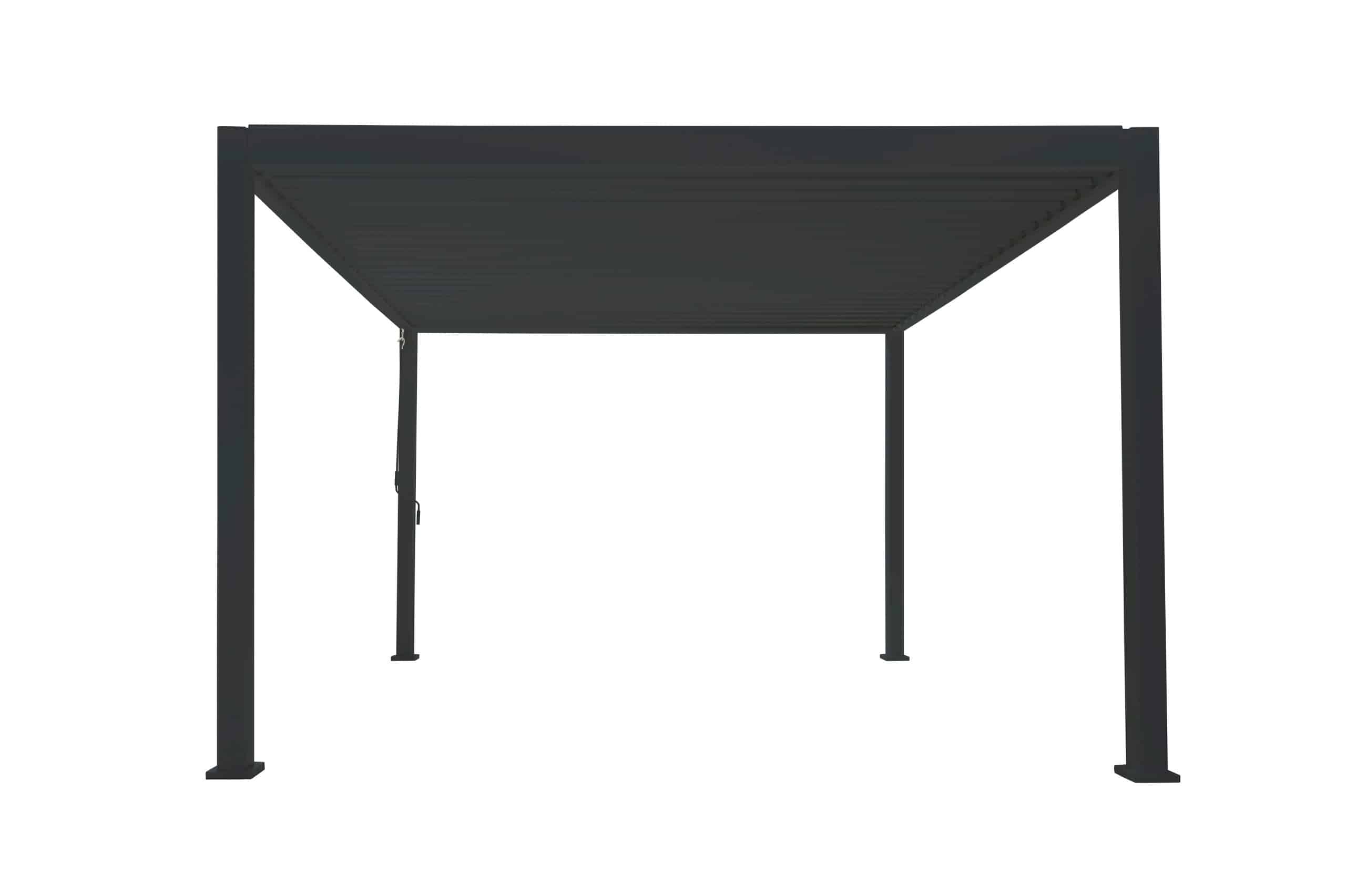 PergoLine Trumpf Terrassenüberdachung freistehend mit einstellbarem Stahl-Lamellendach I Pfosten aus Aluminium   Pavillon 3 x 3 Meter anthrazit