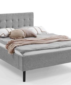 Polsterbett 140 x 200 Amira Bettgestell mit Kopfteil Grau