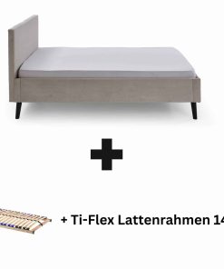 Polsterbett 140 x 200 Viola Bettgestell mit Kopfteil Beige