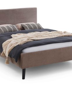 Polsterbett 140 x 200 Viola Bettgestell mit Kopfteil Taupe