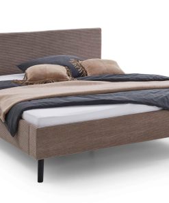 Polsterbett 180 x 200 Viola Bettgestell mit Kopfteil Taupe