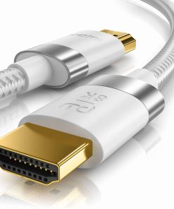 Primewire - 10m High Speed 8K HDMI Kabel 2.1 mit Ethernet ARC 3D 4K Ultra HD 7680x4320 @ 120 Hz PS4 360 TV OLED PC Laptop Beamer Monitor - Weiß/Silber