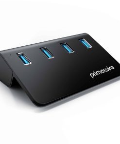 Primewire - 4 Port USB 3.2 Gen.1 Hub Aktiv - 4 Port Verteiler mit Netzteil - USB 3.0 USB 3.2 Gen.1 Datenhub - für PC Notebook Laptop Ultrabook Tablet