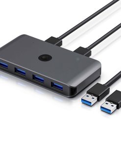 Primewire USB 3.2 Gen1 KVM Switch Umschalter - 4 Port Eingang - 2 Port Ausgang für 2 PCs - 5 Gbit/s - inkl. 2x USB Kabel - für Drucker Scanner