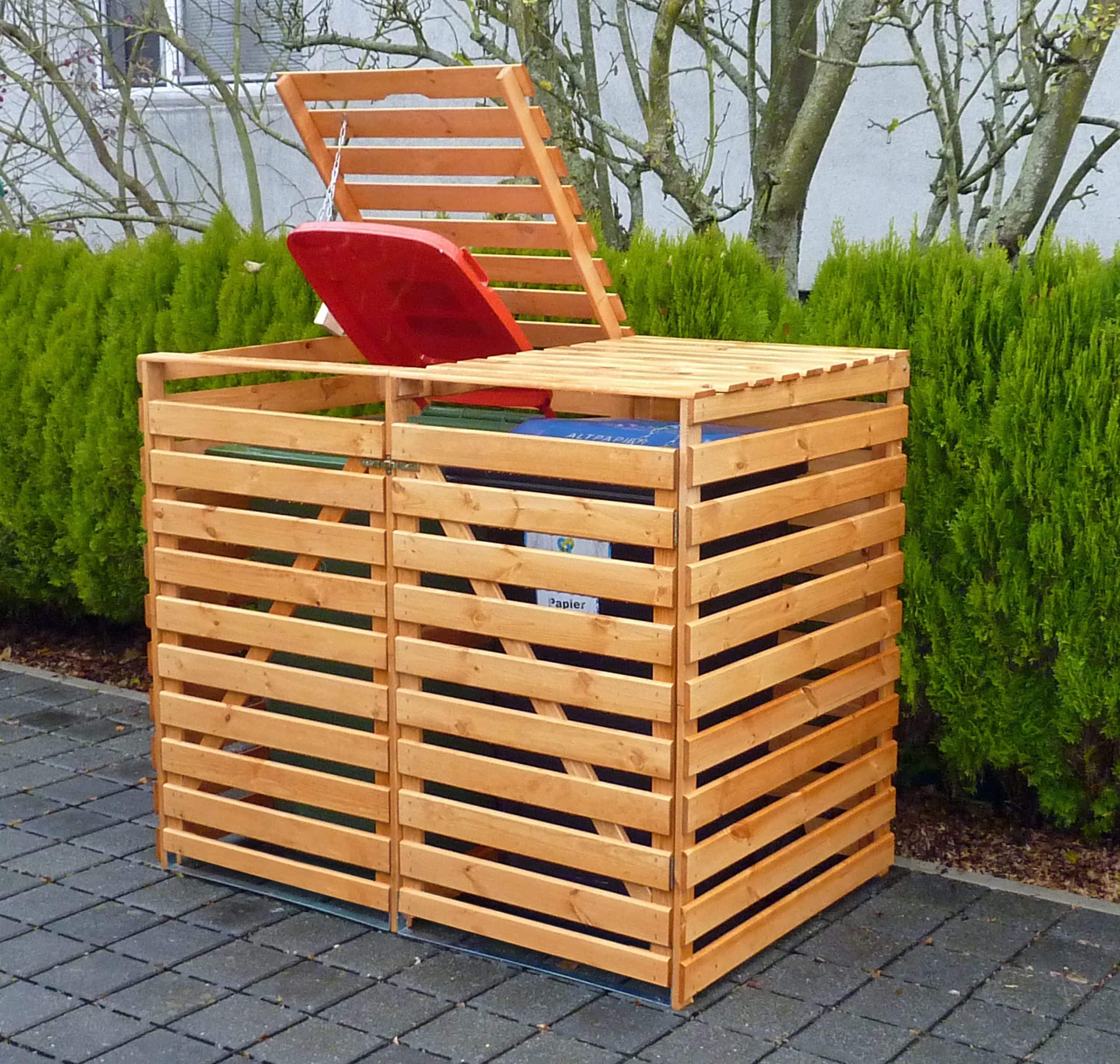 Promadino Mülltonnenbox "Vario V" für 2 Tonnen