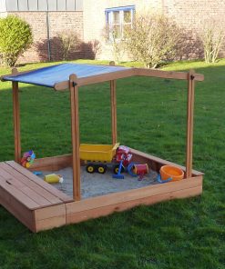 Promadino Sandkasten "MULTI"+Sitzbox+Sonnendach honigbraun