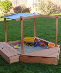 Promadino Sandkasten "MULTI"m Bug-u.Sitzbox+Sonnendach hb