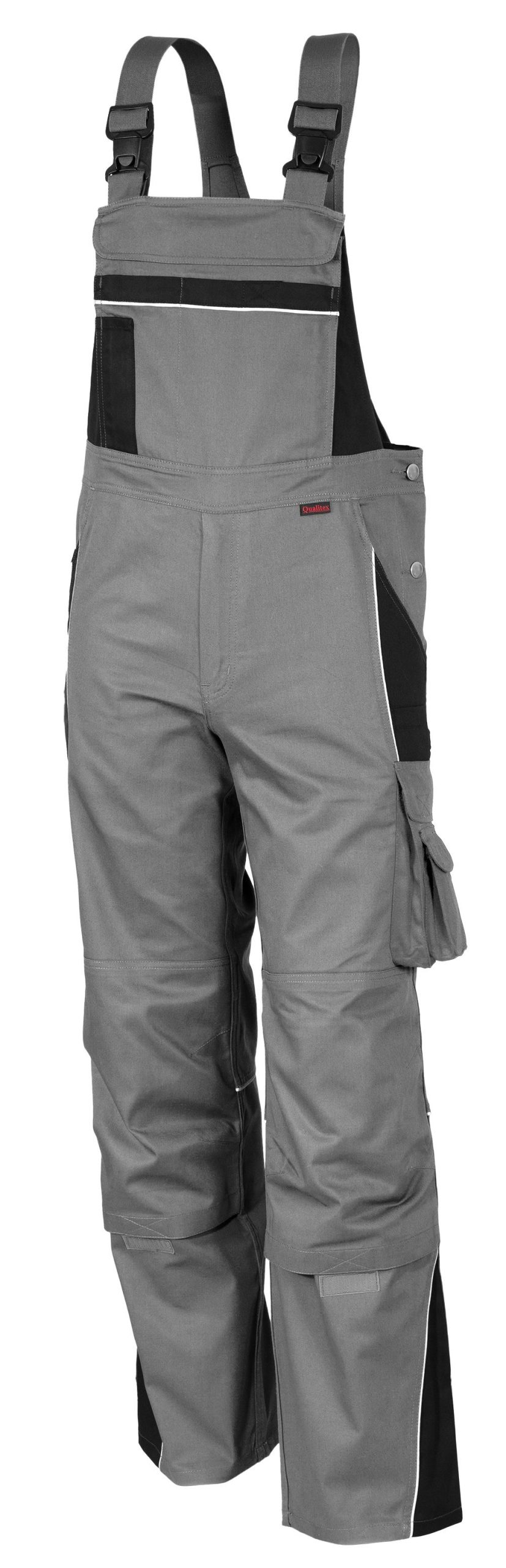 QUALITEX HIGH QUALITY WORKWEAR Latzhose PRO grau/schwarz Damen: 44 Herren: 50