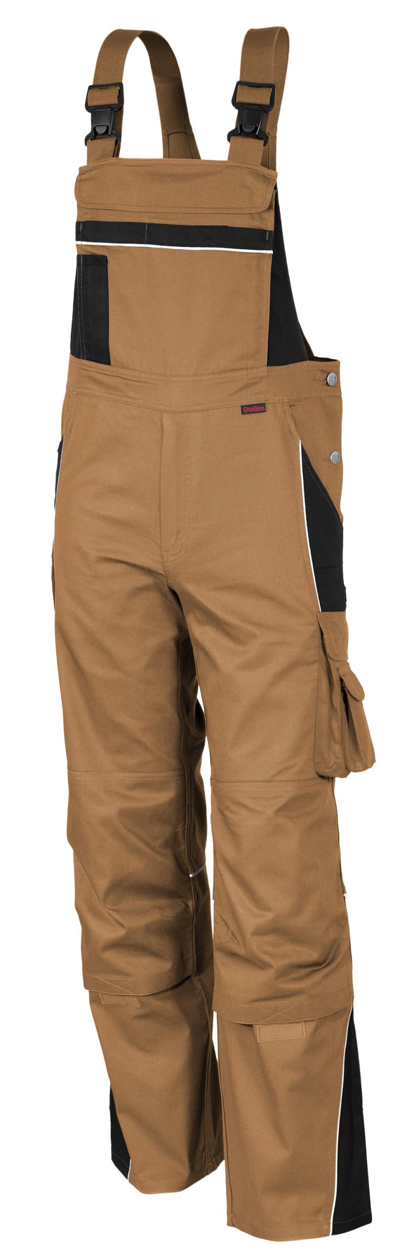 QUALITEX HIGH QUALITY WORKWEAR Latzhose PRO khaki/schwarz Damen: 48 Herren: 54