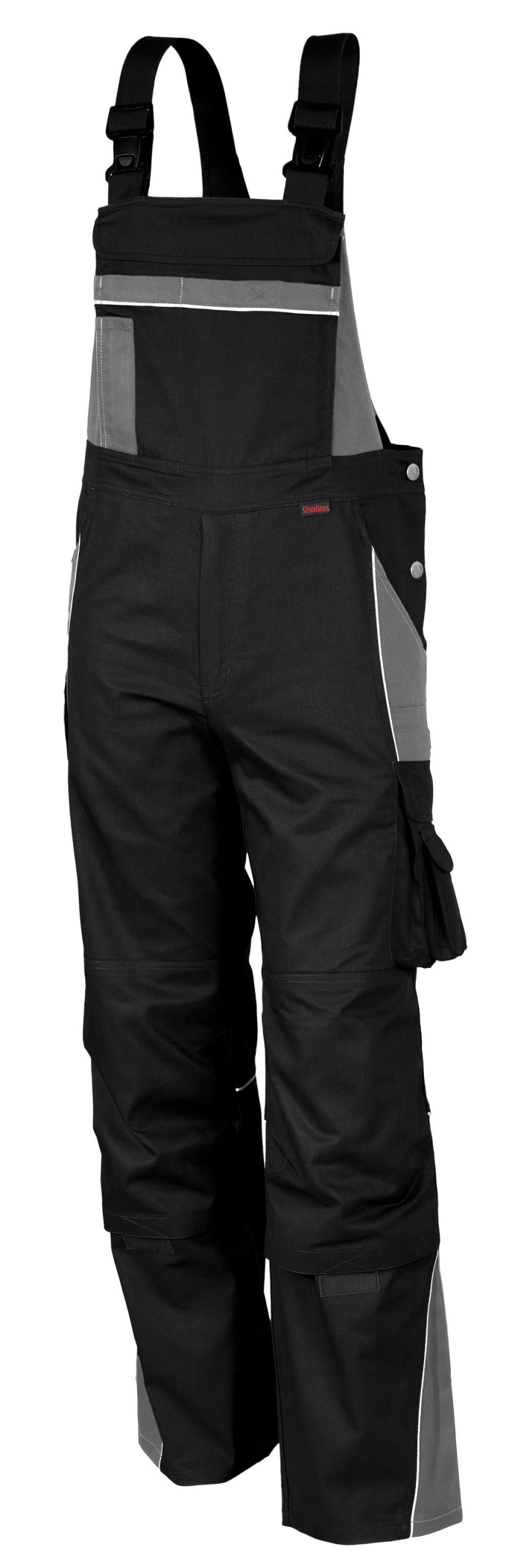 QUALITEX HIGH QUALITY WORKWEAR Latzhose PRO schwarz/grau Damen: 62 Herren: 68