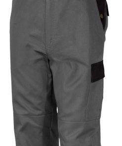 QUALITEX HIGH QUALITY WORKWEAR Latzhose image mittelgrau/schwarz Damen: 54 Herren: 60