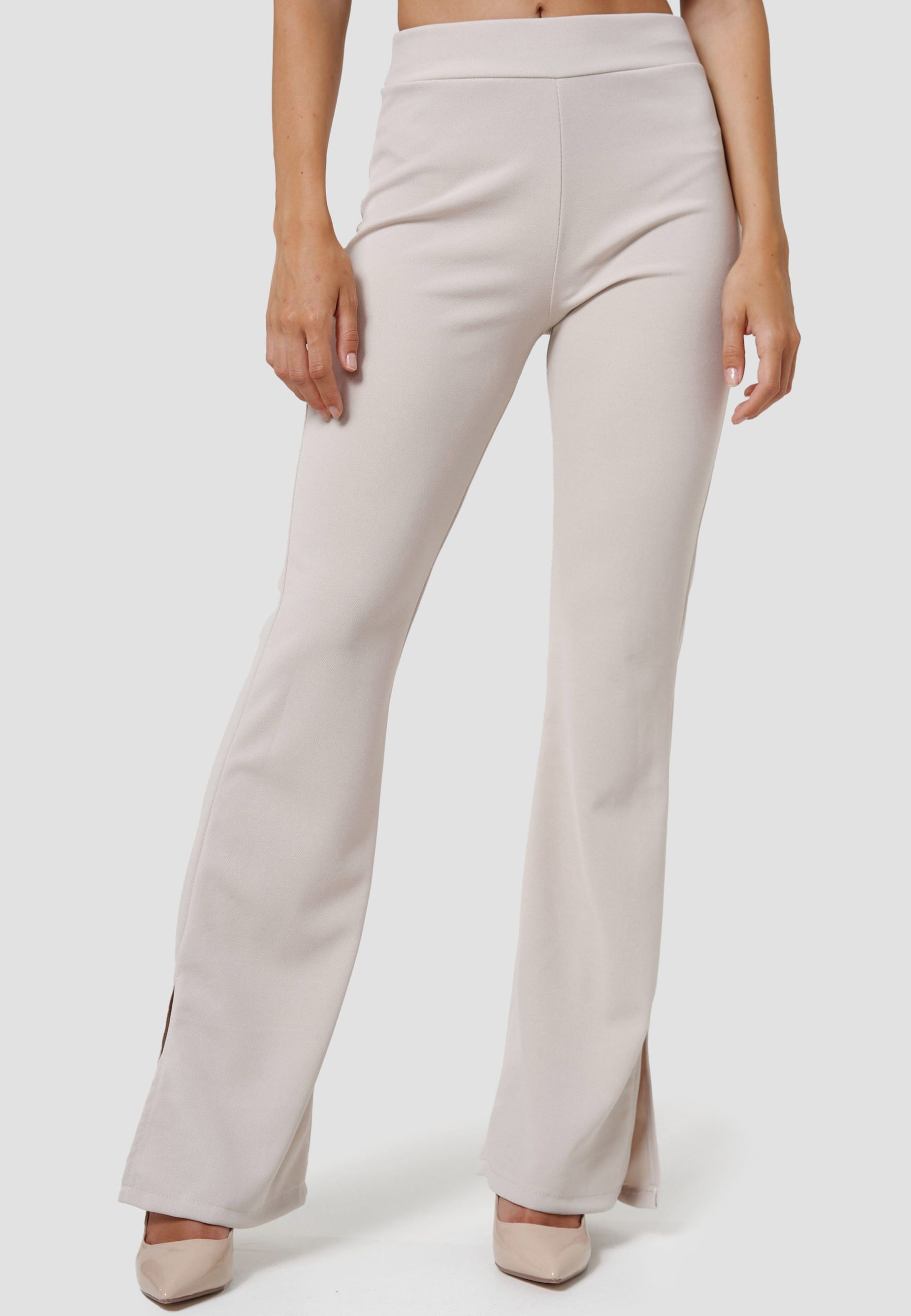 RAYSHYNE Damen Stoffhose Elegante Business Marlene Hose mit Schlitz RS21