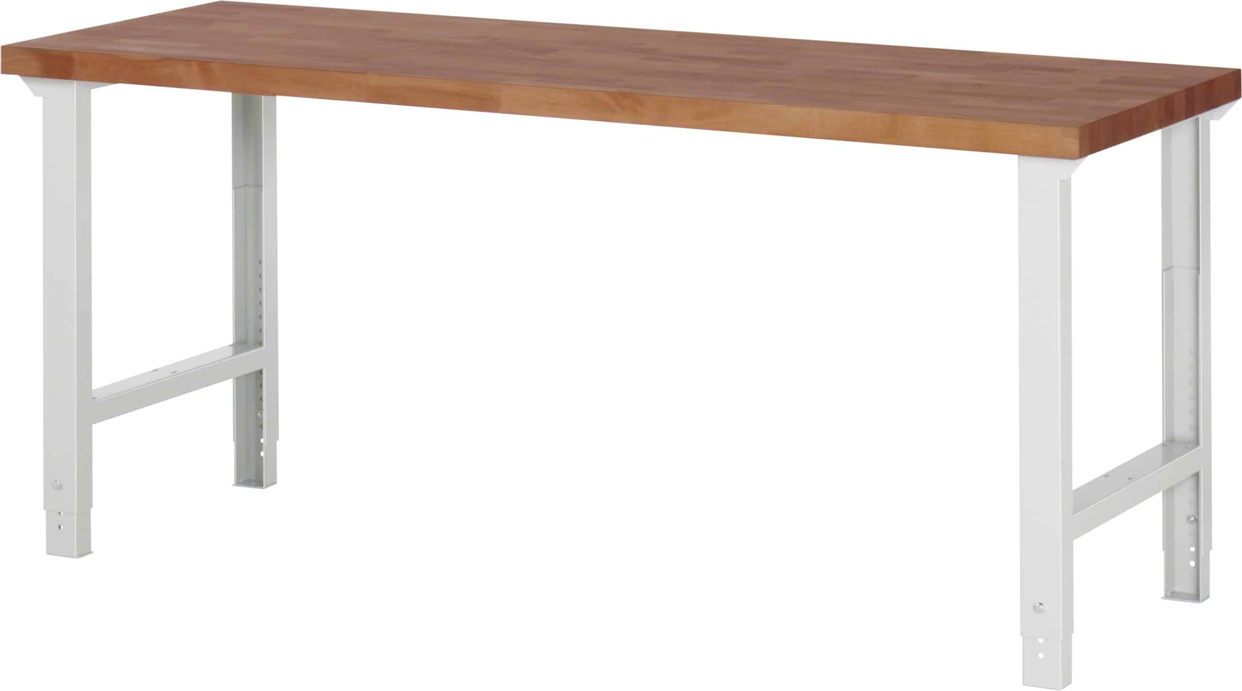 Rau Werkbank mit einstellbarer Arbeitshöhe und Buche-Massiv-Arbeitsplatte