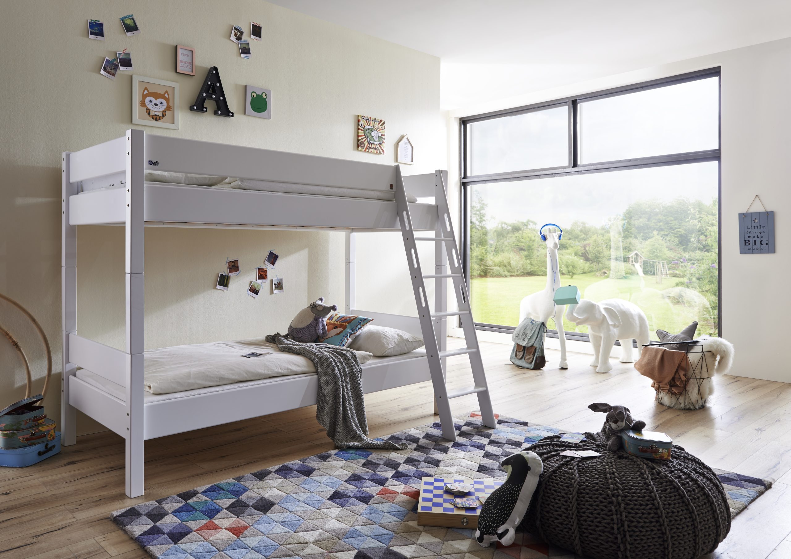 Relita - Etagenbett STEFAN Buche massiv weiß lackiert